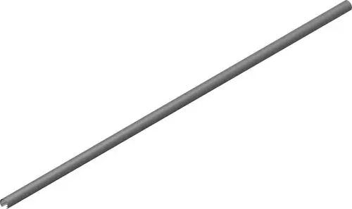 Graue, schlanke Metallstange auf weißem Hintergrund. Sie könnte Teil eines Heizsystems sein, möglicherweise von der Marke Bosch.